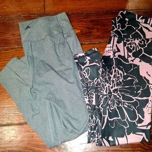 adidas Gray and Black Floral Leggings